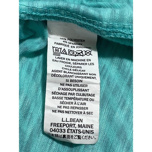 L.L.Bean Women M Green Zebra Print Stretch Crew Neck Short Sleeves - Picture 8 of 10